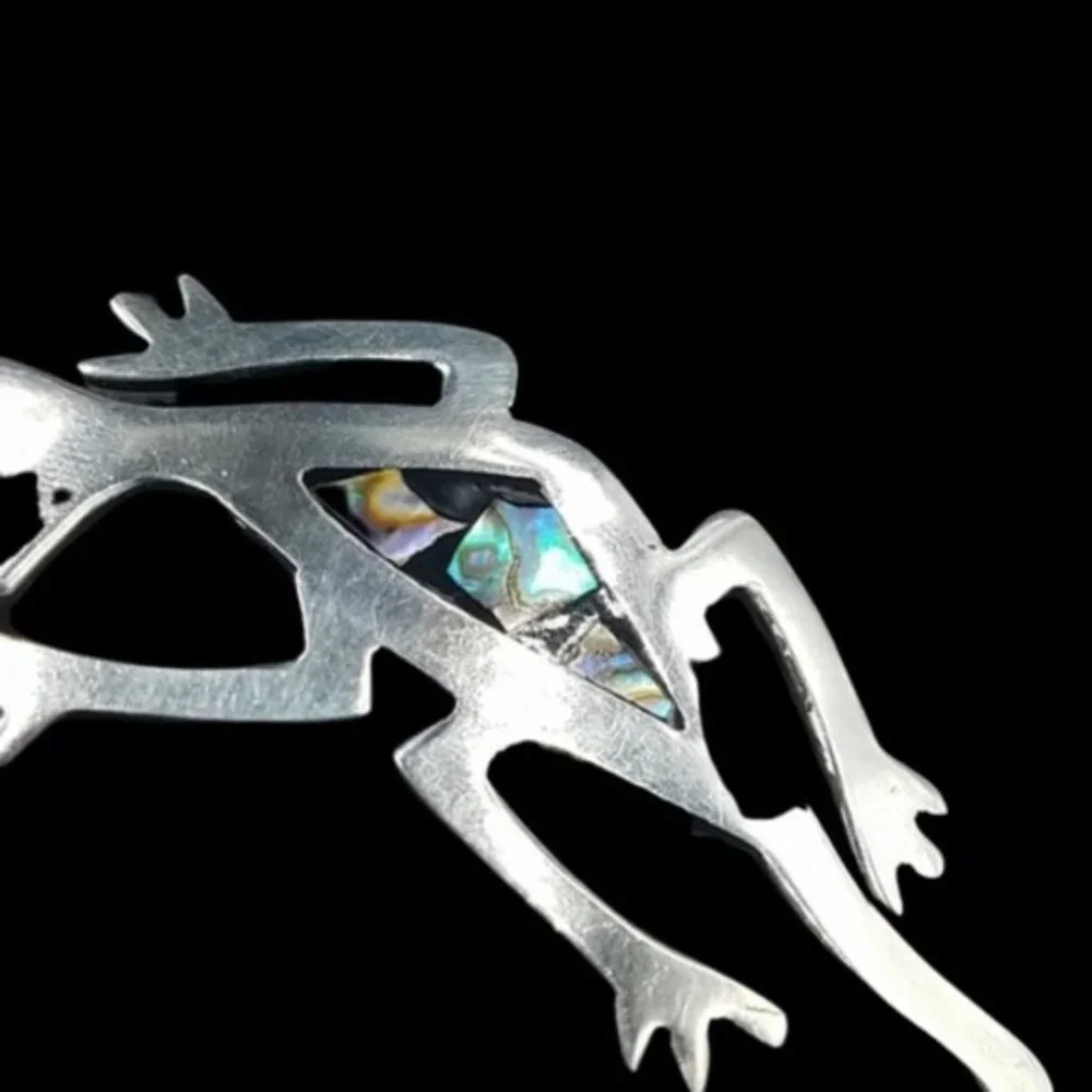 Large Vintage Taxco Sterling Abalone Gecko Lizard Brooch